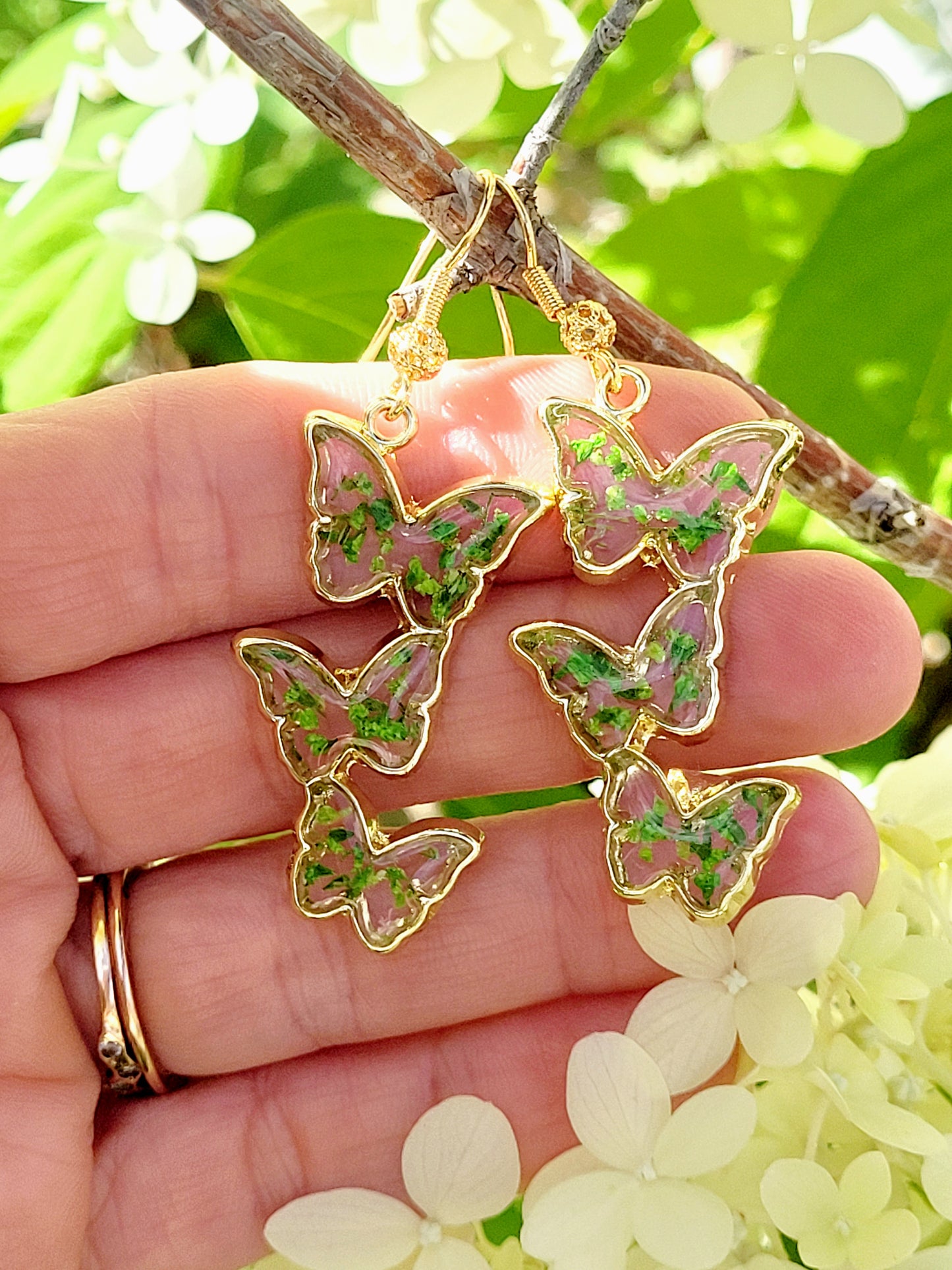 Floral handcrafted earrings with wildflowers. Unique Gift. Unique Canadian jewelry