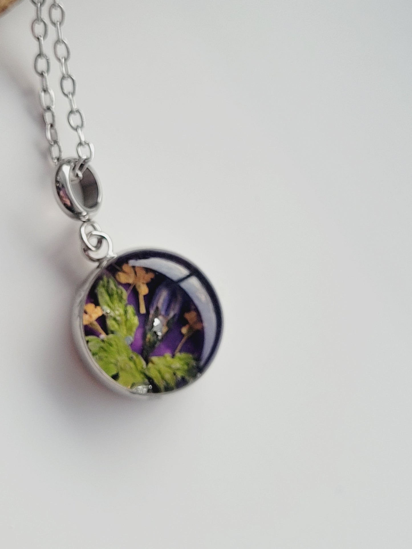 Delicate real wildflower Necklace – Minimalist jewelry.