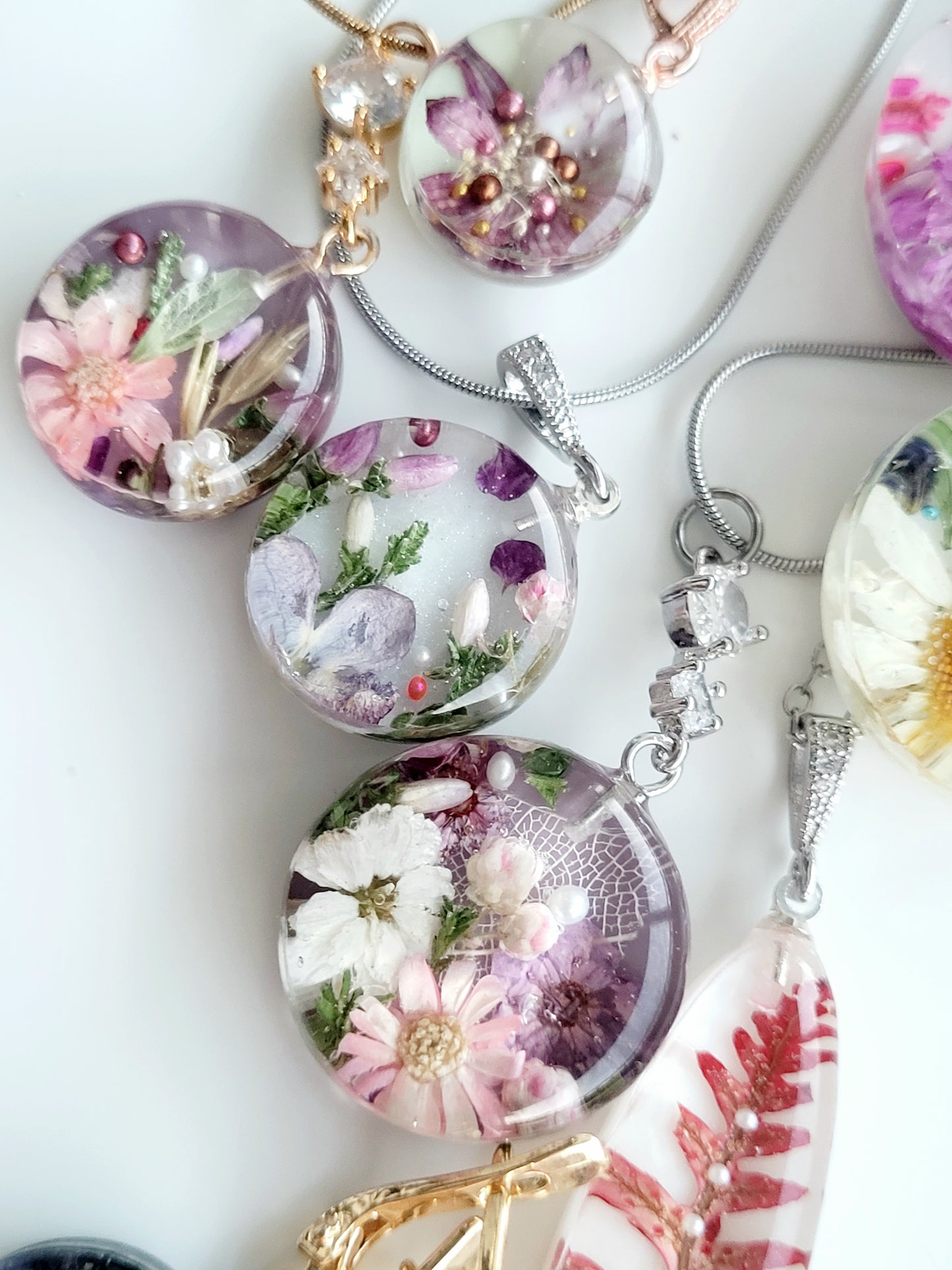 Blooming lilac. Botanical necklace with real flowers