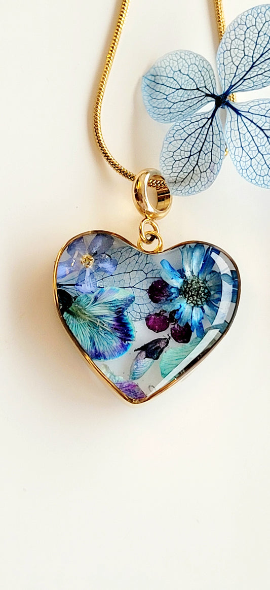 Blue floral heart