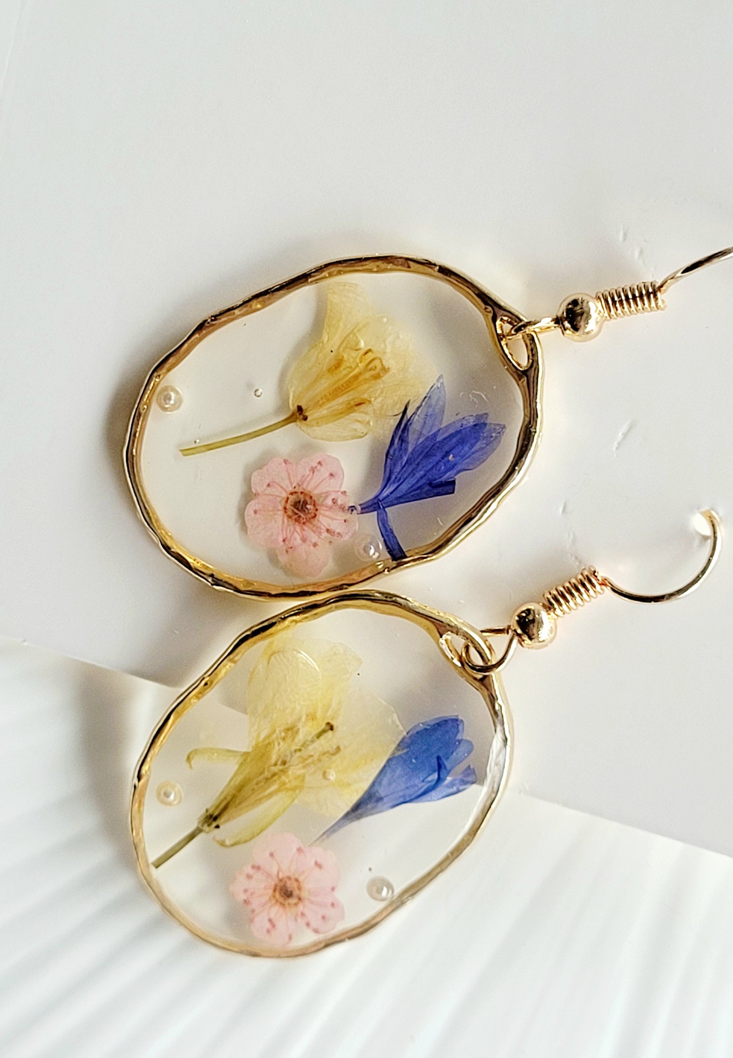 Floral handcrafted earrings with wildflowers. Unique Gift. Unique Canadian jewelry