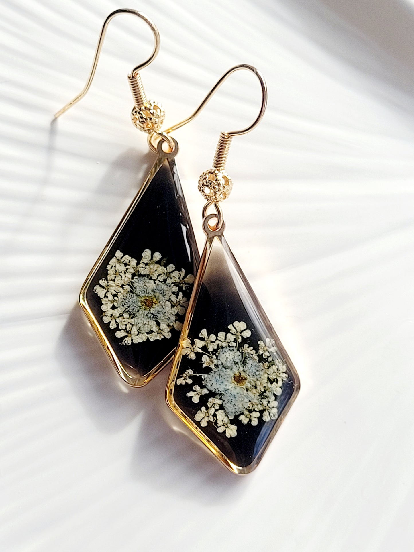 Floral handcrafted earrings with wildflowers. Unique Gift. Unique Canadian jewelry
