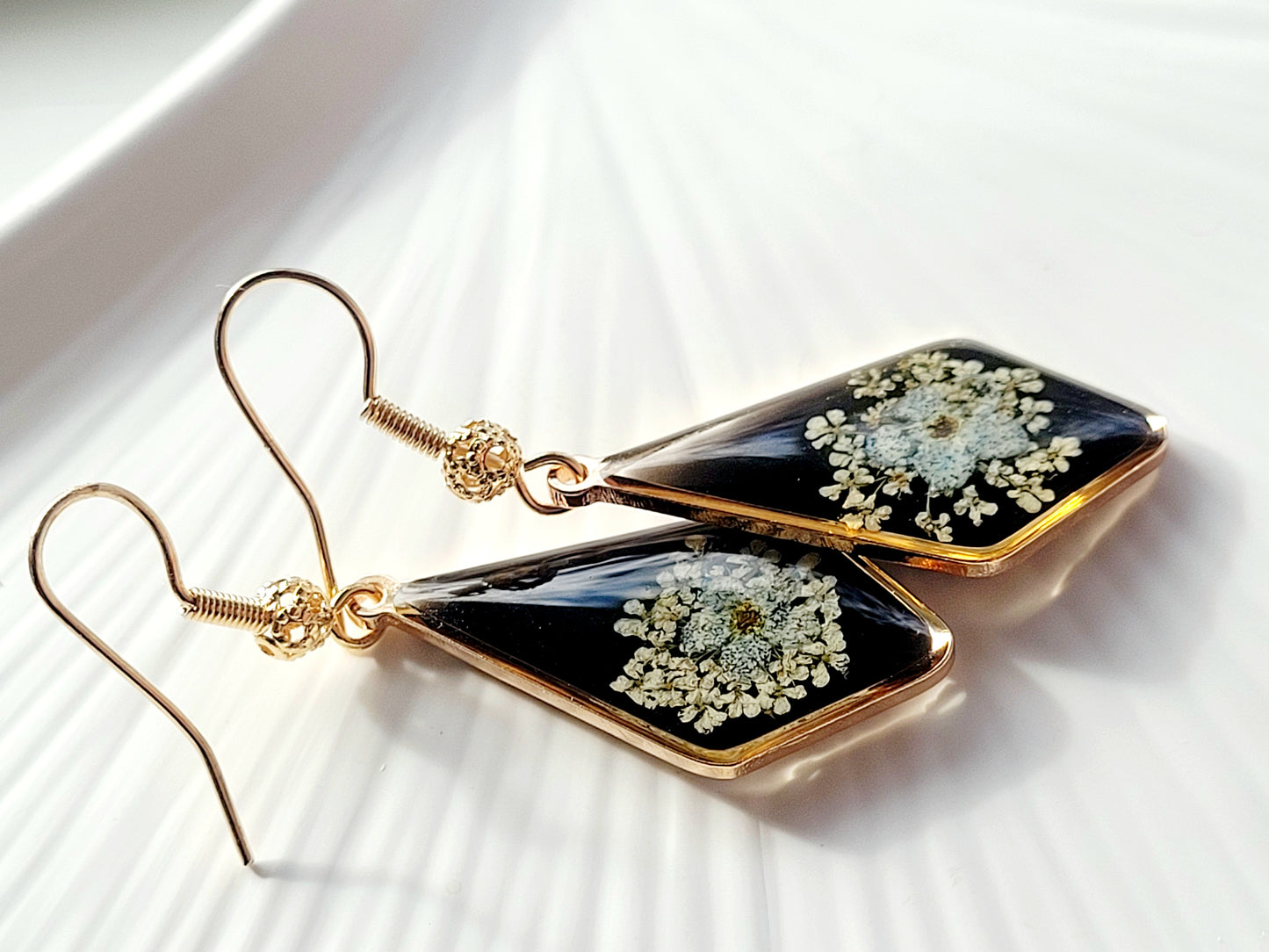 Floral handcrafted earrings with wildflowers. Unique Gift. Unique Canadian jewelry