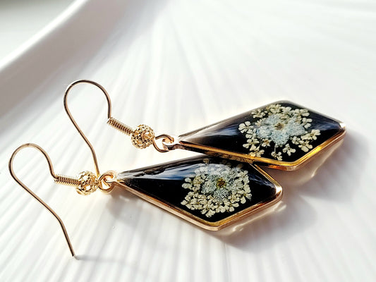 Floral handcrafted earrings with wildflowers. Unique Gift. Unique Canadian jewelry