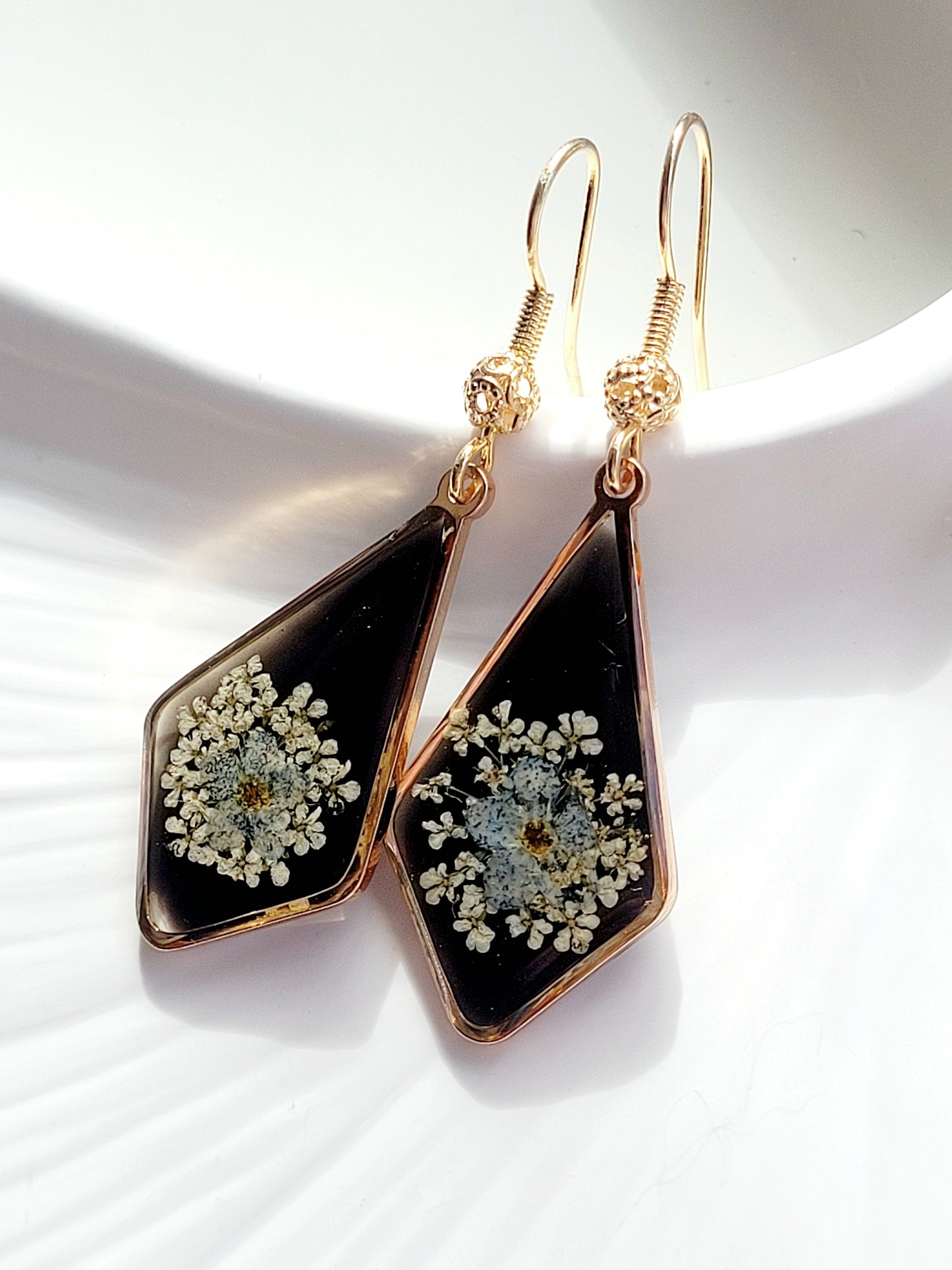 Floral handcrafted earrings with wildflowers. Unique Gift. Unique Canadian jewelry