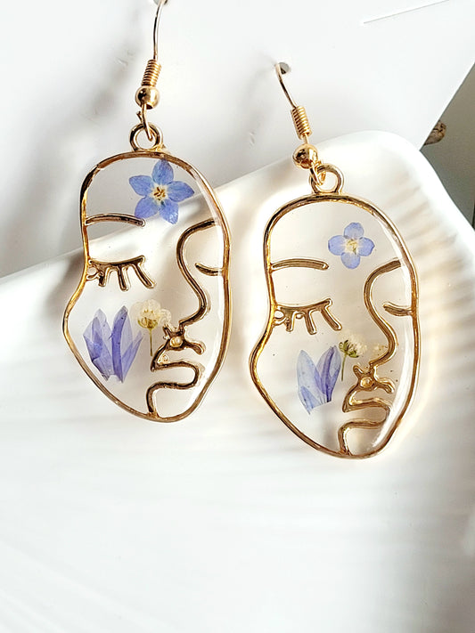 Floral handcrafted earrings with wildflowers. Unique Gift. Unique Canadian jewelry