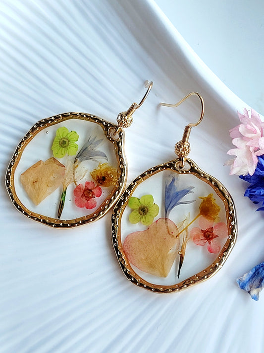 Floral handcrafted earrings with wildflowers. Unique Gift. Unique Canadian jewelry
