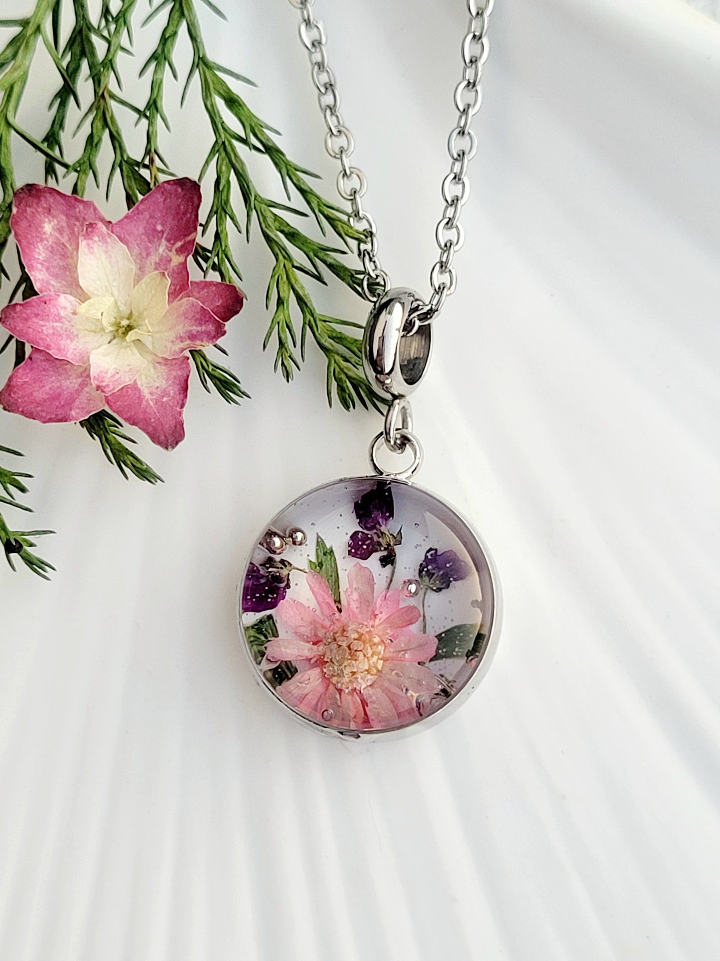 Delicate real wildflower Necklace – Minimalist jewelry.