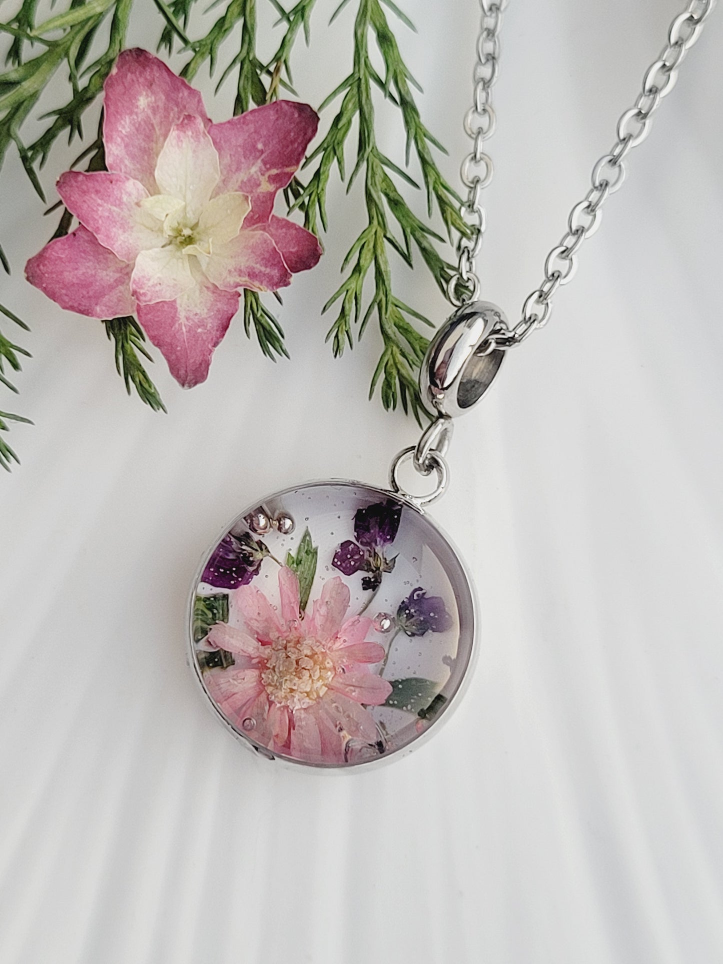 Delicate real wildflower Necklace – Minimalist jewelry.