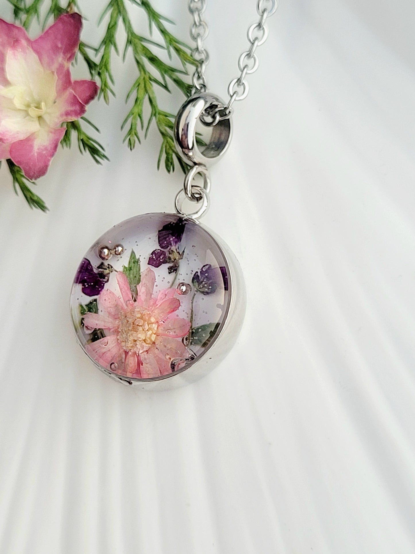 Delicate real wildflower Necklace – Minimalist jewelry.