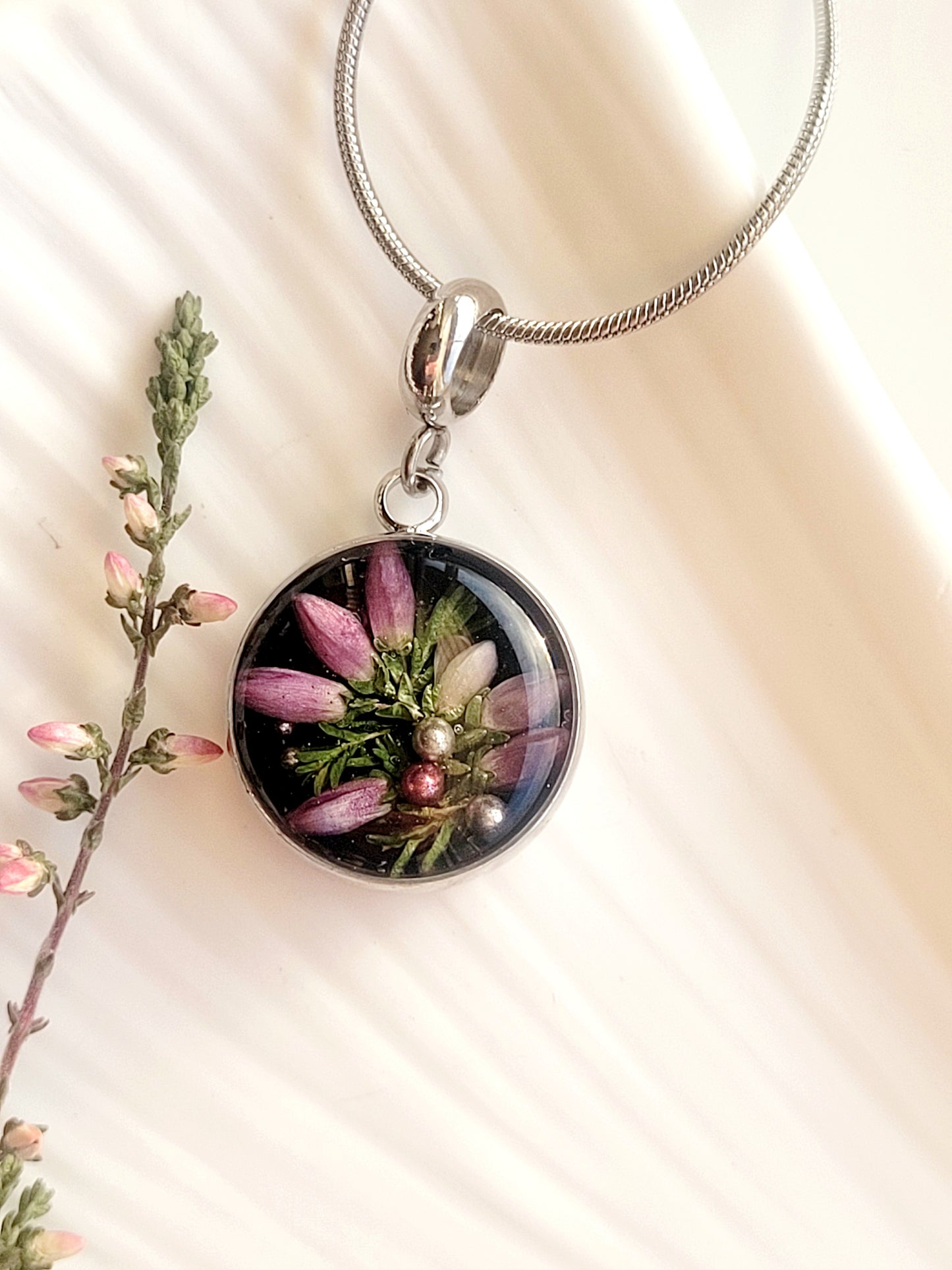 Delicate real wildflower Necklace – Minimalist jewelry.