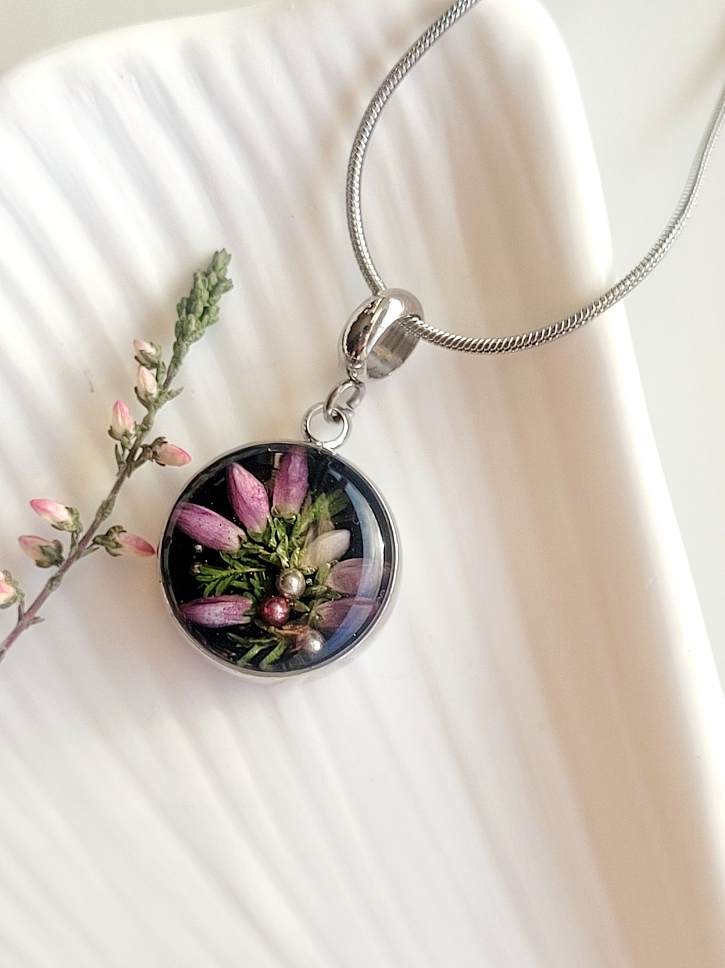 Delicate real wildflower Necklace – Minimalist jewelry.