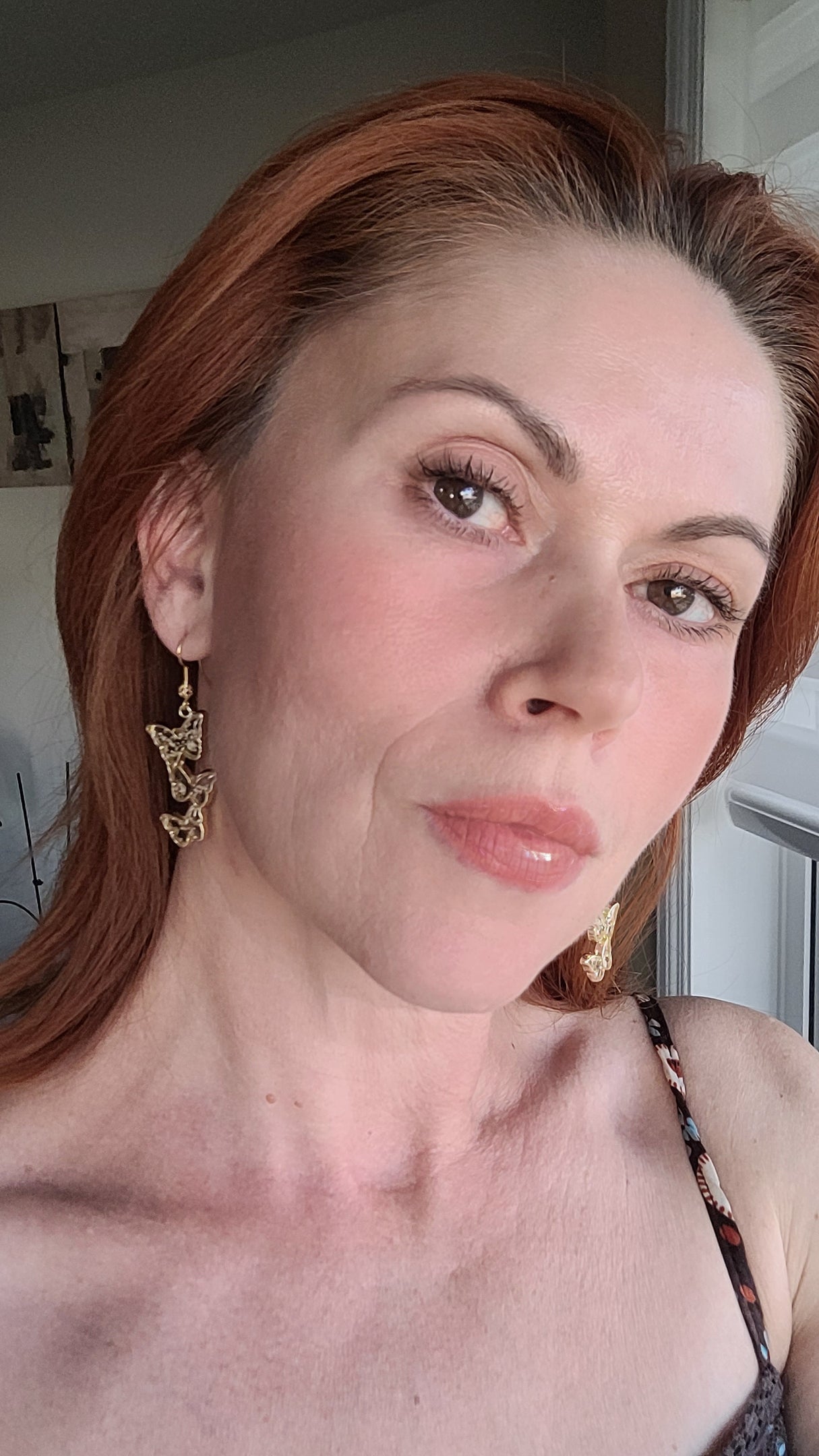 Floral handcrafted butterfly earrings with white wildflowers. Unique Gift. Unique Canadian jewelry