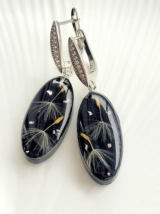 Dandelion seed elegant earrings