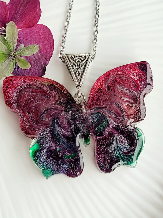 Handcrafted Petri Art Butterfly Necklace – 50 mm Pendant on 70 cm Hypoallergenic Stainless-Steel Chain