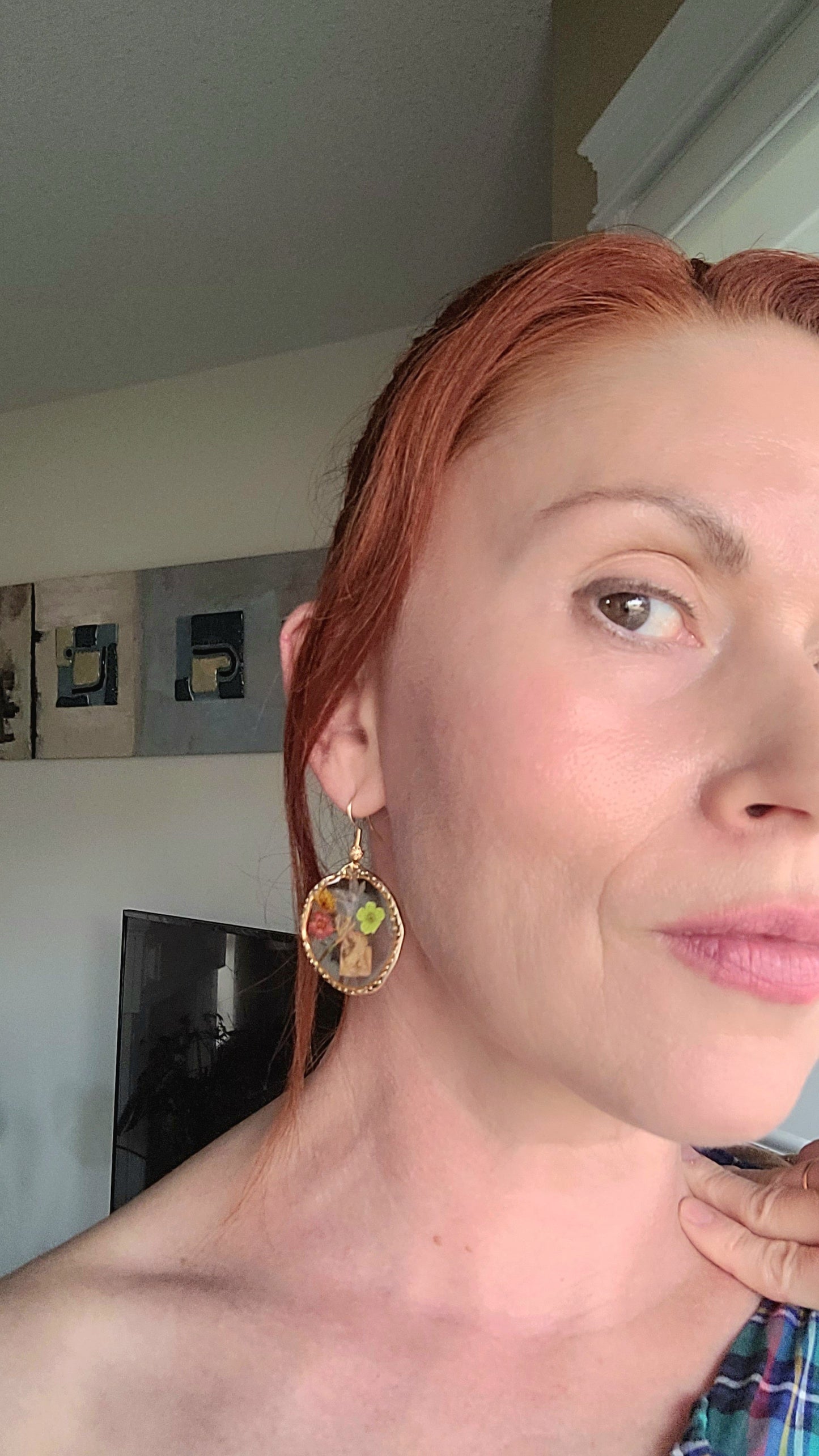 Floral handcrafted earrings with wildflowers. Unique Gift. Unique Canadian jewelry