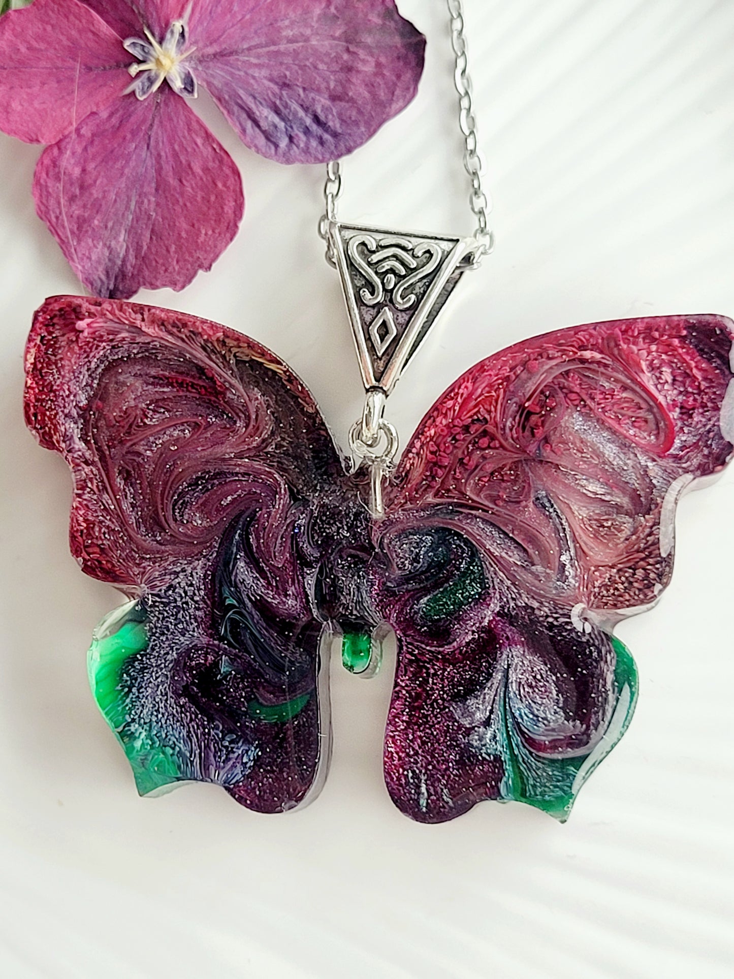 Handcrafted Petri Art Butterfly Necklace – 50 mm Pendant on 70 cm Hypoallergenic Stainless-Steel Chain