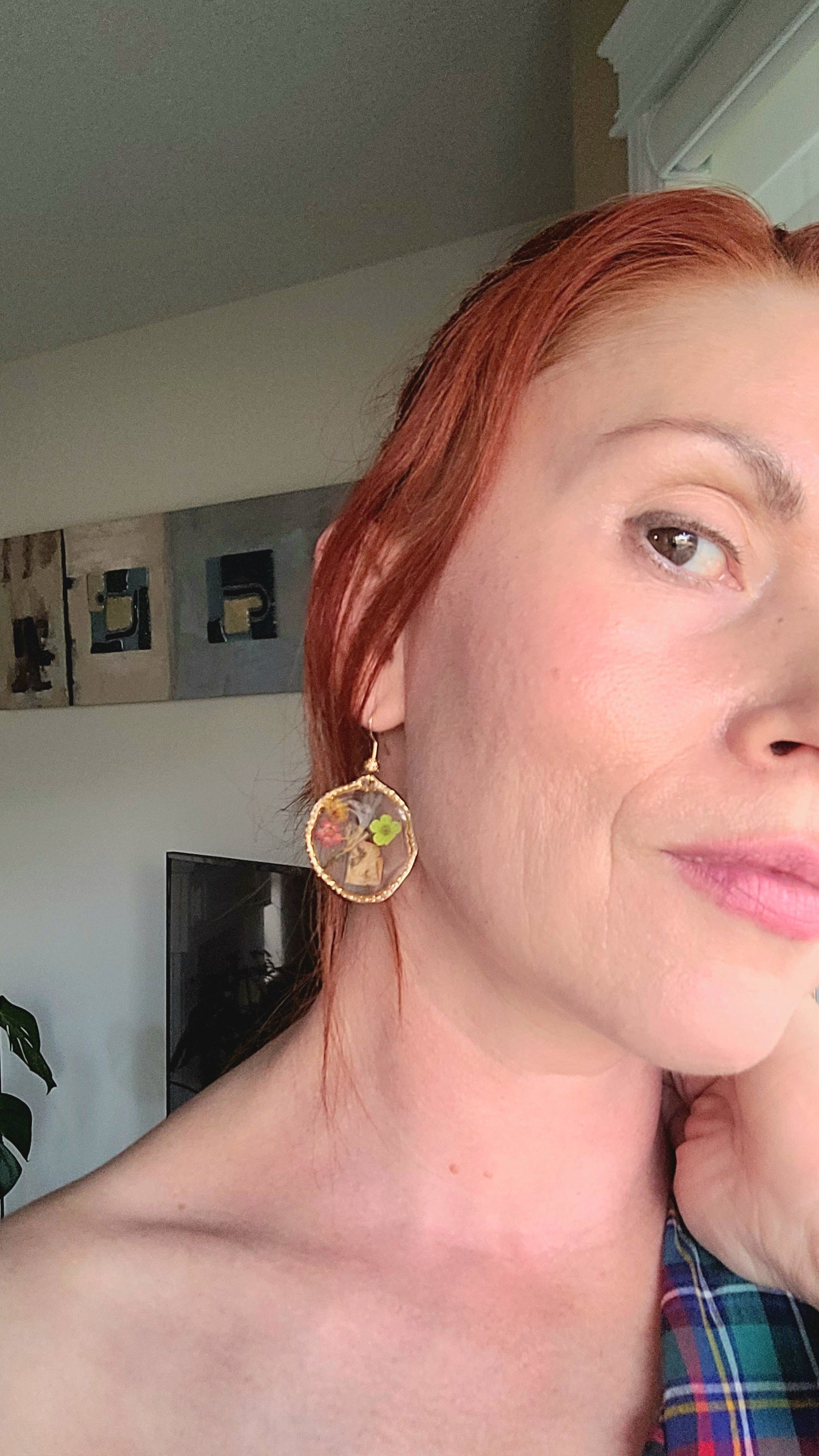 Floral handcrafted earrings with wildflowers. Unique Gift. Unique Canadian jewelry
