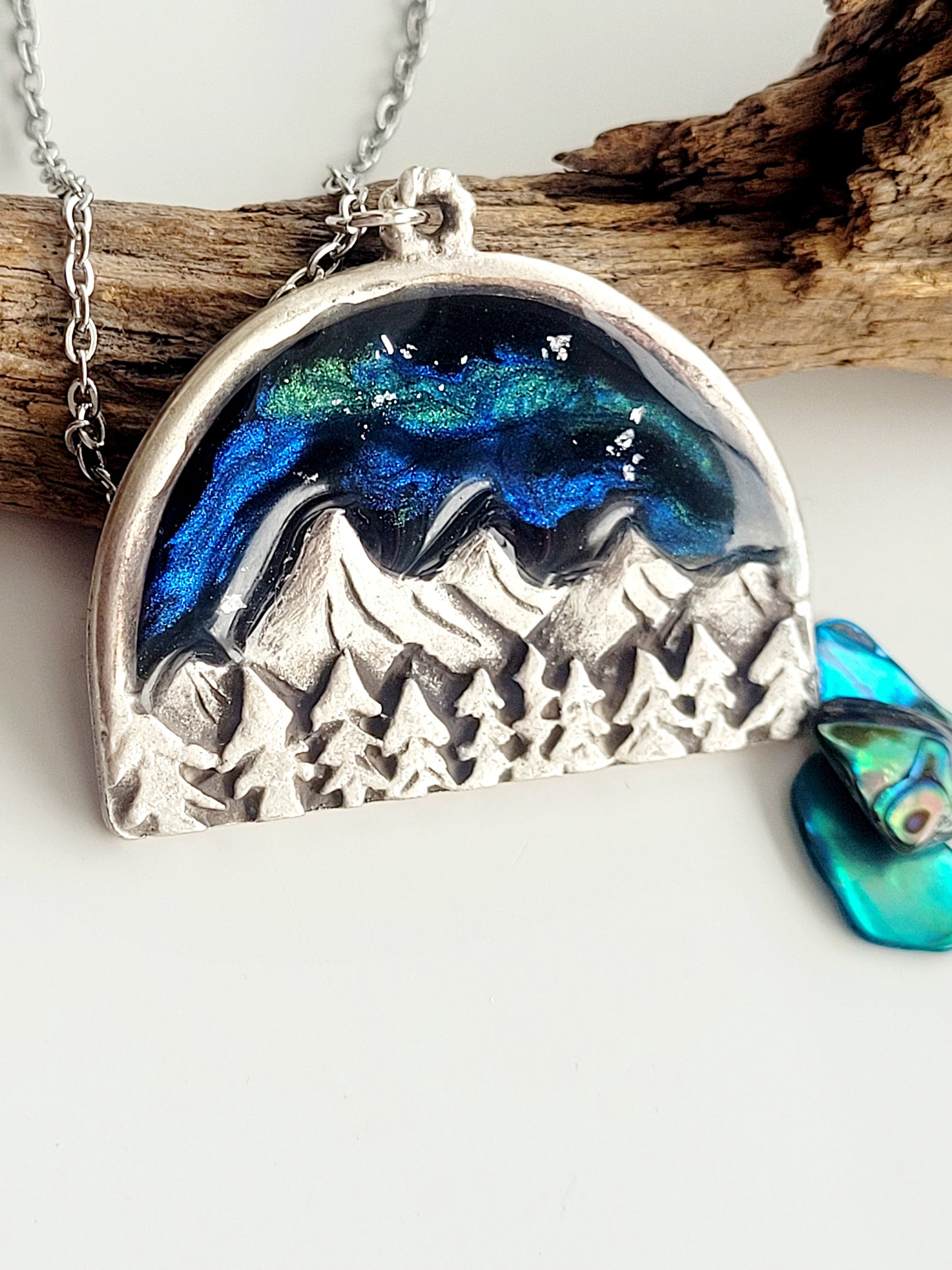 Northern light three sisters necklace. Alberta necklace. Unique handcrafted jewelry