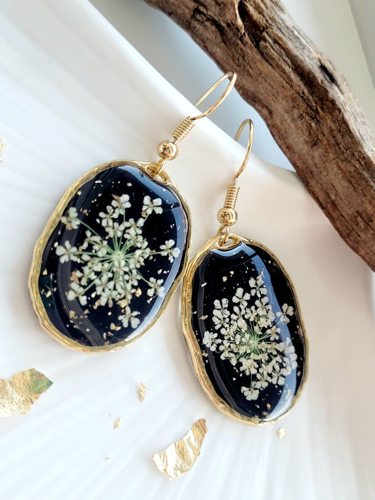 Delicate Queen Anne’s Lace handcrafted earrings. Unique Gift. Unique Canadian jewelry